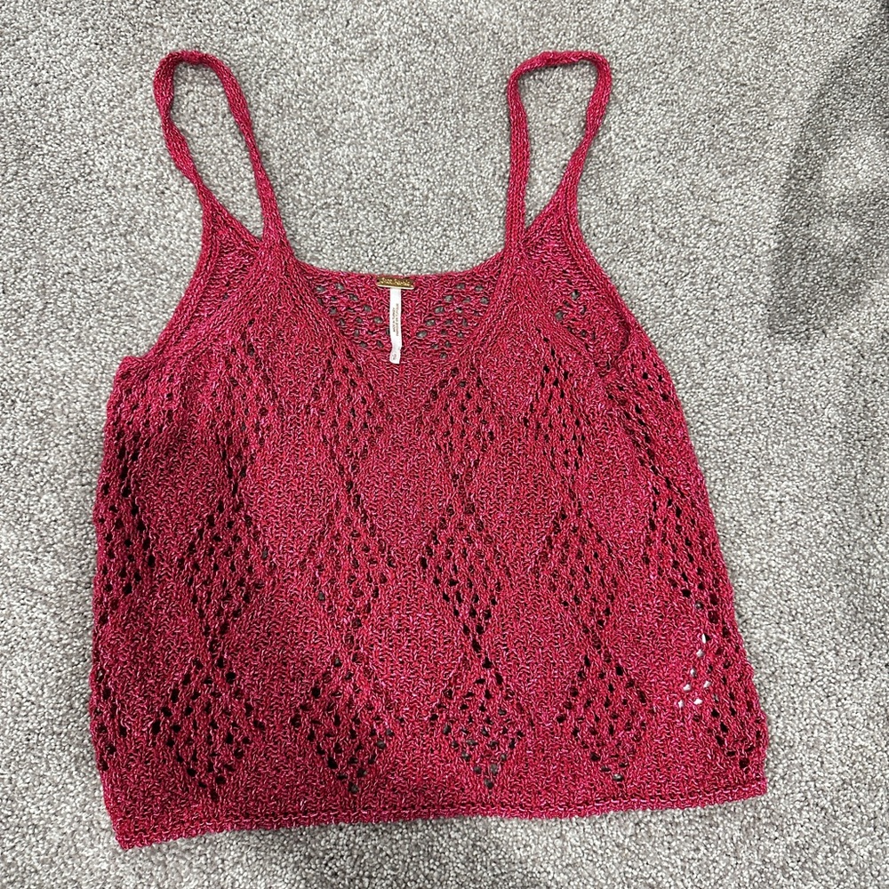 Free People Pink Crochet Camisole